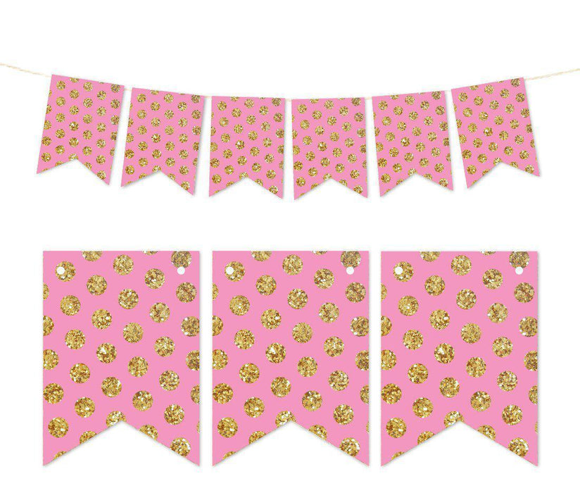Pennant Party Banner Gold Glitter Polka Dots-Set of 1-Andaz Press-White-