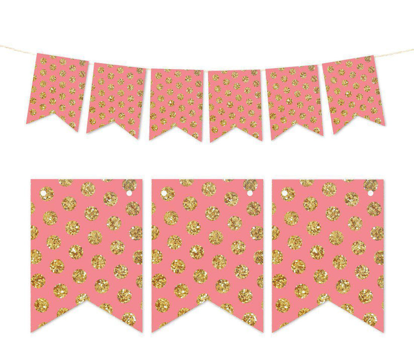 Pennant Party Banner Gold Glitter Polka Dots-Set of 1-Andaz Press-White-