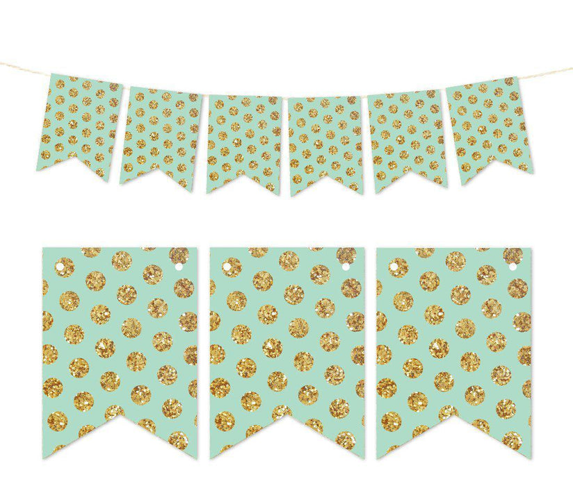 Pennant Party Banner Gold Glitter Polka Dots-Set of 1-Andaz Press-White-