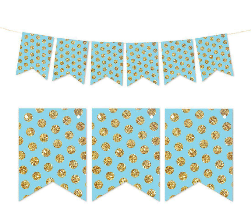 Pennant Party Banner Gold Glitter Polka Dots-Set of 1-Andaz Press-White-