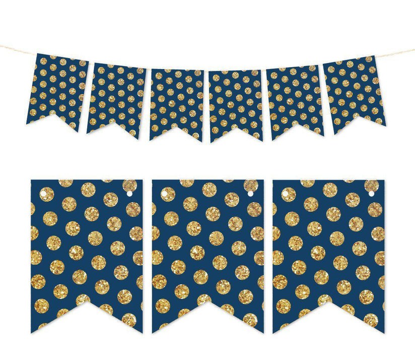 Pennant Party Banner Gold Glitter Polka Dots-Set of 1-Andaz Press-White-