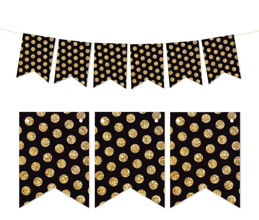 Pennant Party Banner Gold Glitter Polka Dots-Set of 1-Andaz Press-Black-