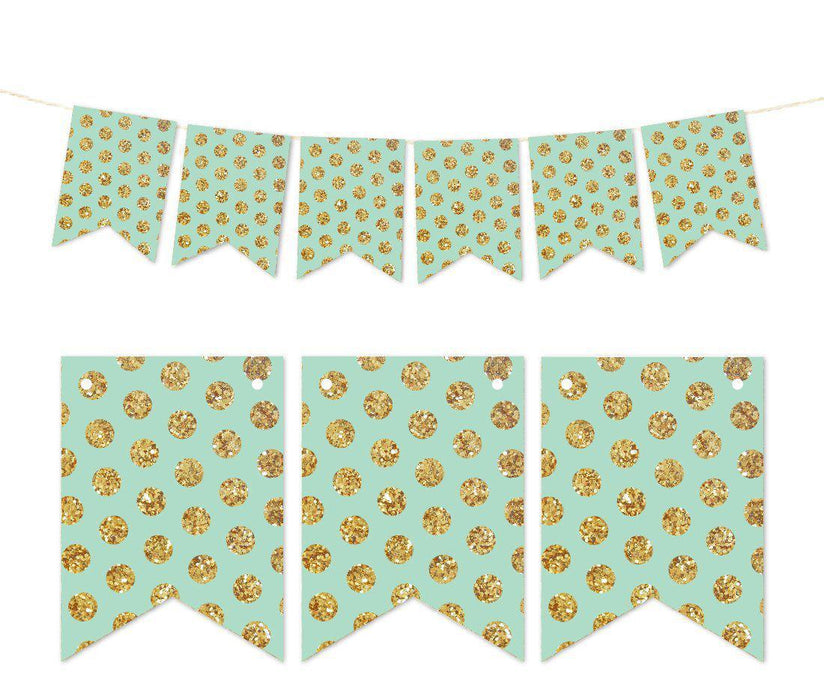 Pennant Party Banner Gold Glitter Polka Dots-Set of 1-Andaz Press-Mint Green-