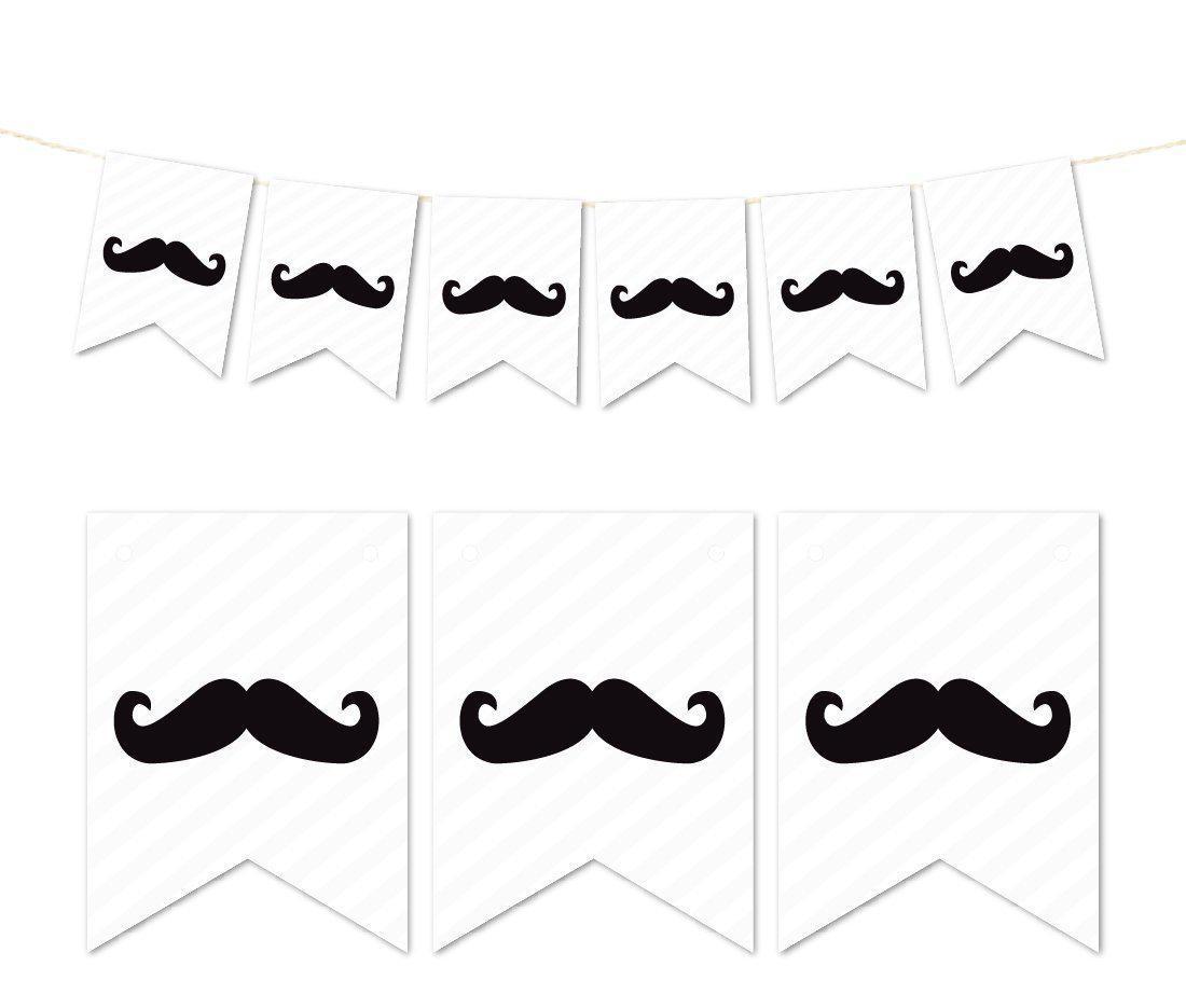 Pennant Party Banner Mustache-Set of 1-Andaz Press-Black-