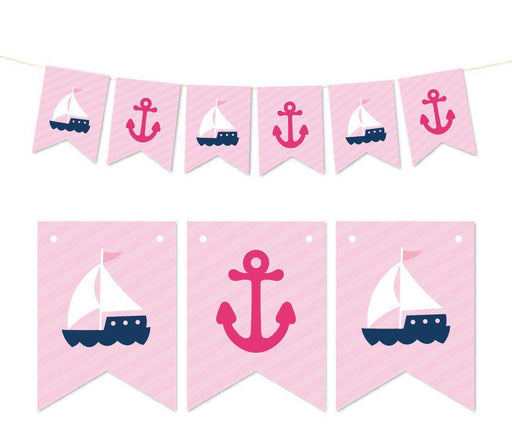 Pennant Party Banner Nautical Anchor and Sailboat-Set of 1-Andaz Press-Blue-