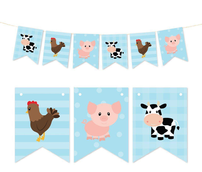 Pennant Party Banner Old McDonald Farm Animals-Set of 1-Andaz Press-Cow Pig Chicken Horses-