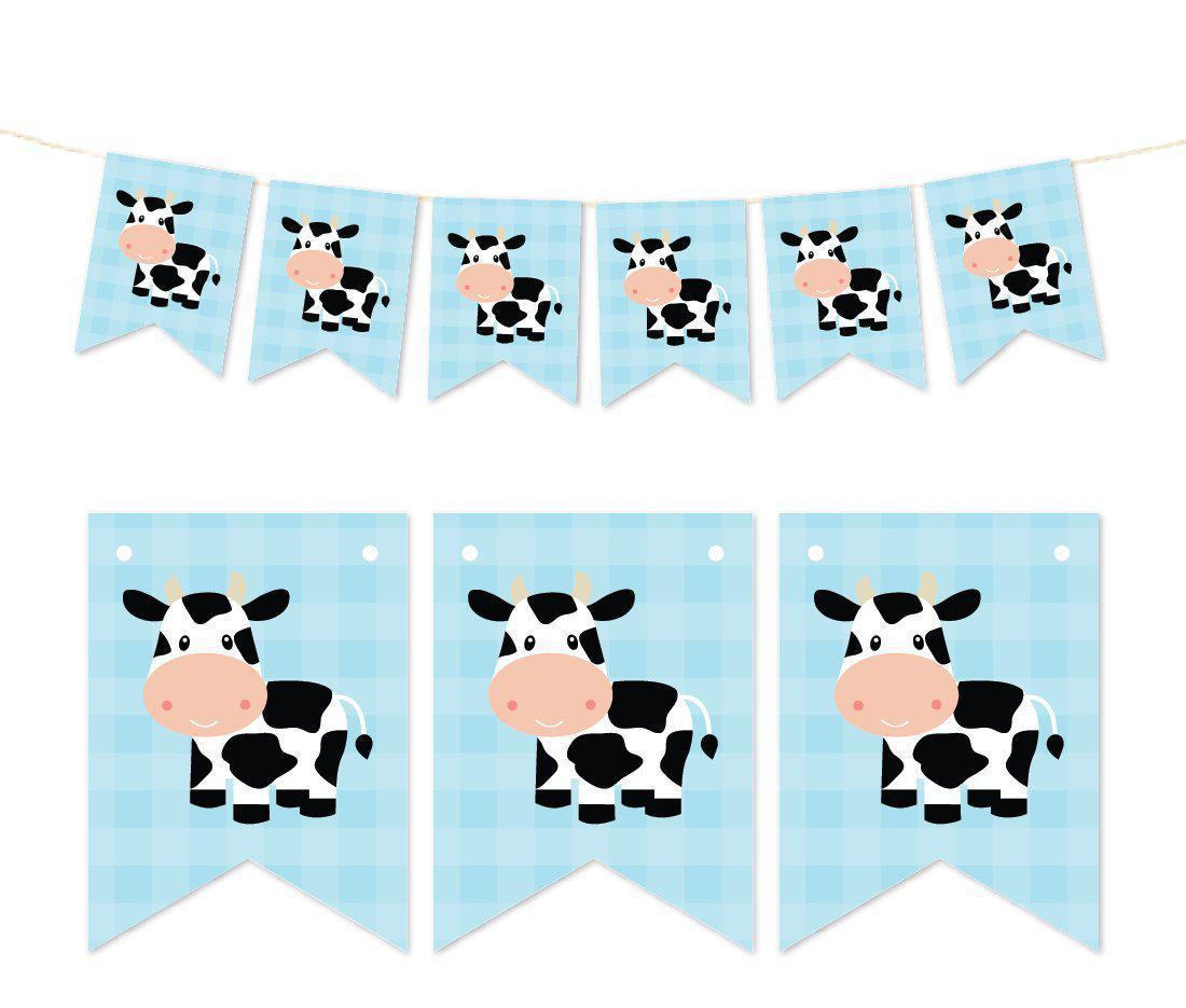 Pennant Party Banner Old McDonald Farm Animals-Set of 1-Andaz Press-Cow-