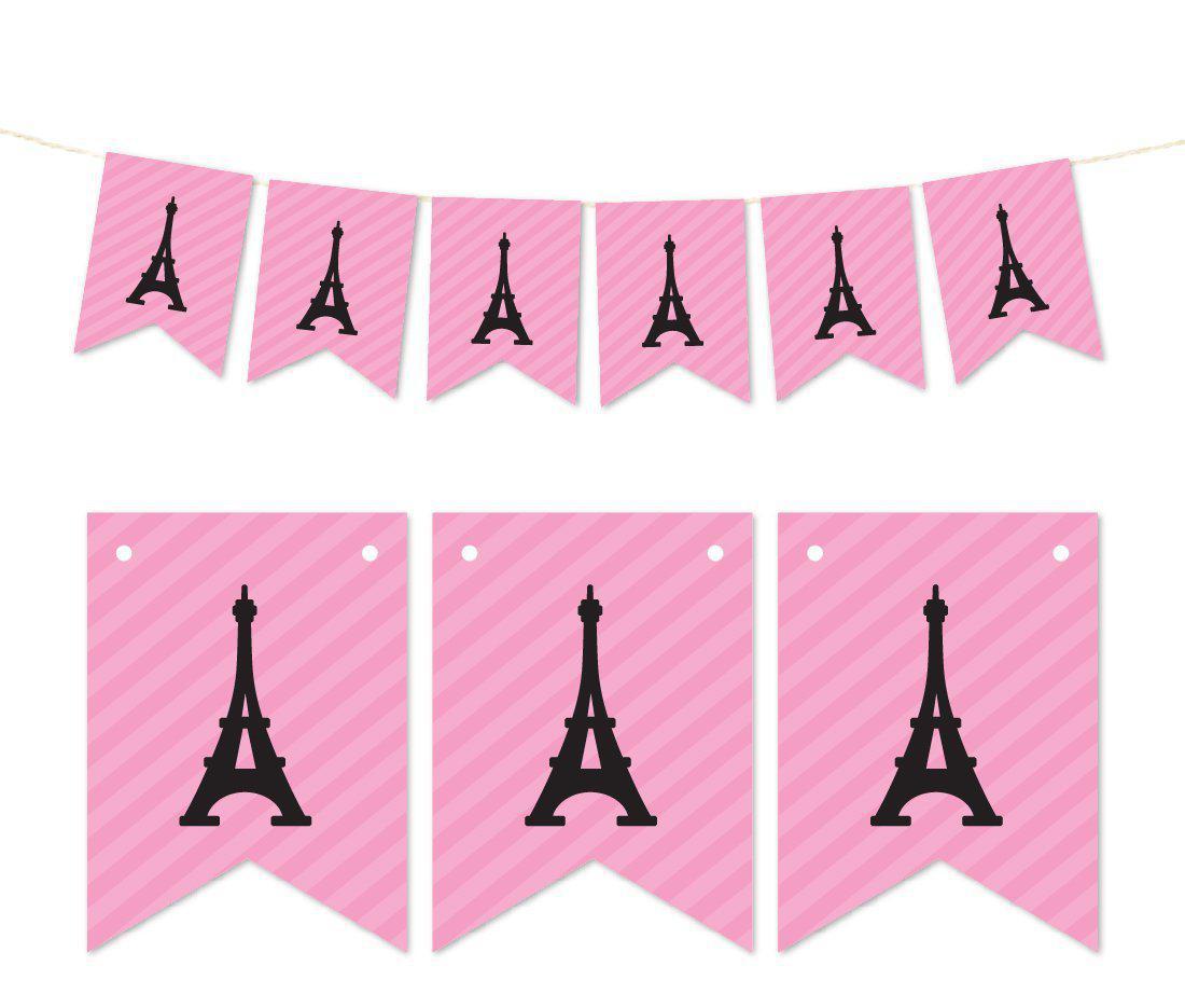 Pennant Party Banner Paris Eiffel Tower-Set of 1-Andaz Press-