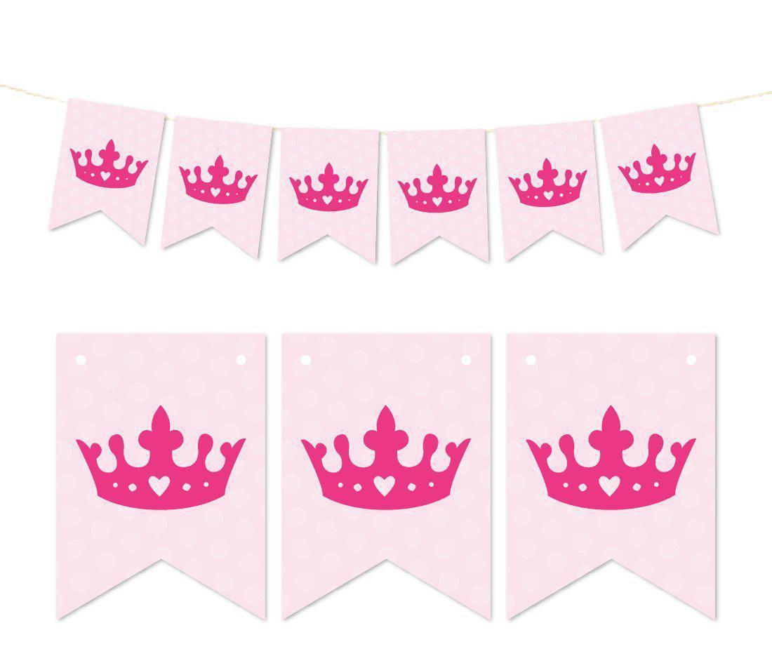 Pennant Party Banner Princess Crown-Set of 1-Andaz Press-