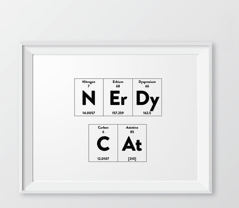 Periodic Table of Elements Wall Art Decor & Gift Prints-Set of 1-Andaz Press-Nerdy Cat-