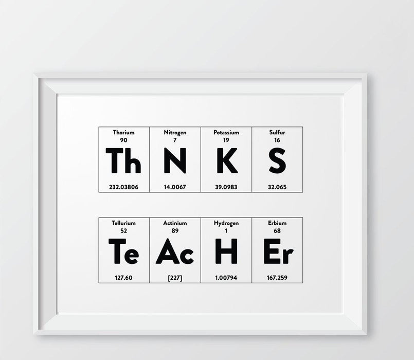 Periodic Table of Elements Wall Art Decor & Gift Prints-Set of 1-Andaz Press-Thanks Teacher-