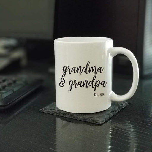 Personalized Baby Pregnancy Announcement Coffee Mug Gift Grandma and Grandpa Est.-Set of 1-Andaz Press-