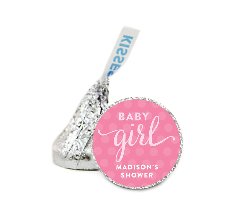 Personalized Baby Shower Chocolate Drop Labels Stickers, Motif-Set of 216-Andaz Press-Baby Girl-