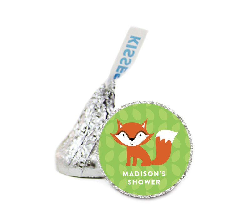 Personalized Baby Shower Chocolate Drop Labels Stickers, Motif-Set of 216-Andaz Press-Fox-
