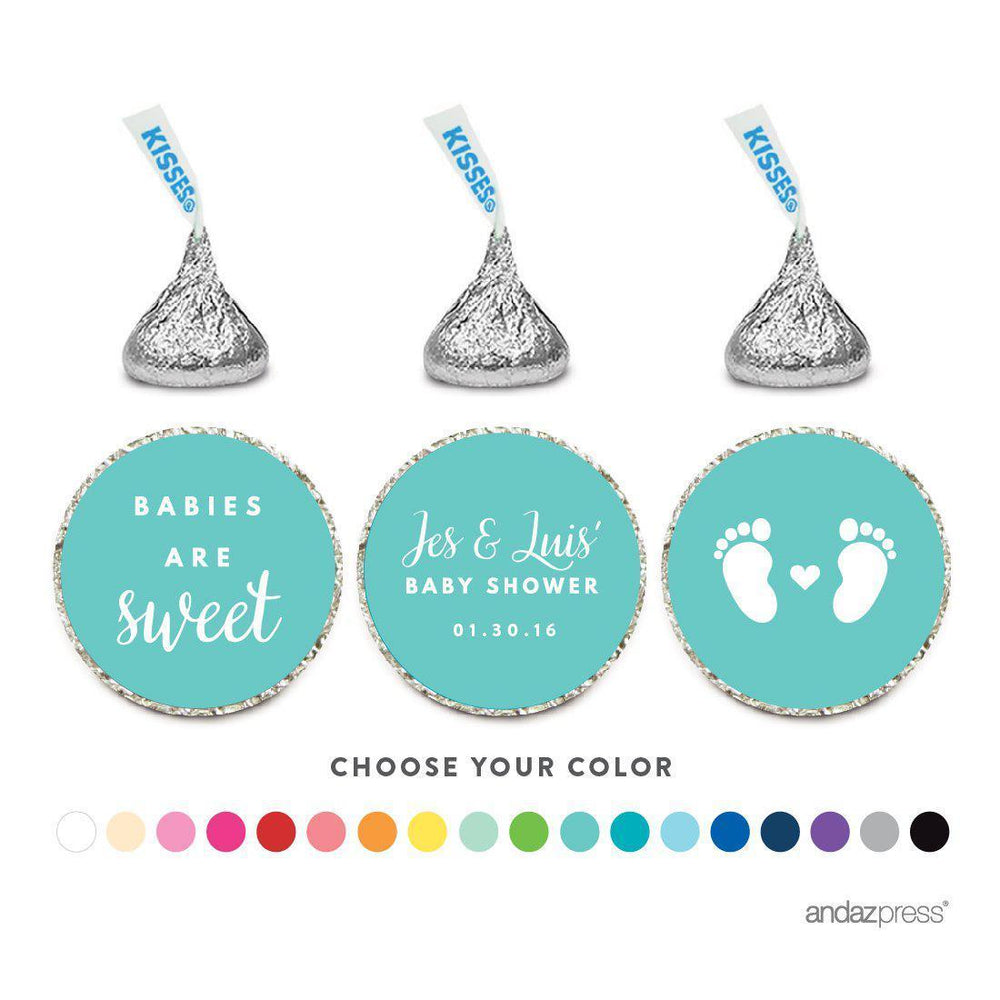 Personalized Baby Shower Chocolate Drop Labels Trio Babies Are Sweet, Fits Hershey's Kisses Party Favors-Set of 216-Andaz Press-