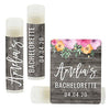 Personalized Bachelorette Party Lip Balm Favors, Florals on Gray Rustic Wood, Custom Name and Date-Set of 12-Andaz Press-