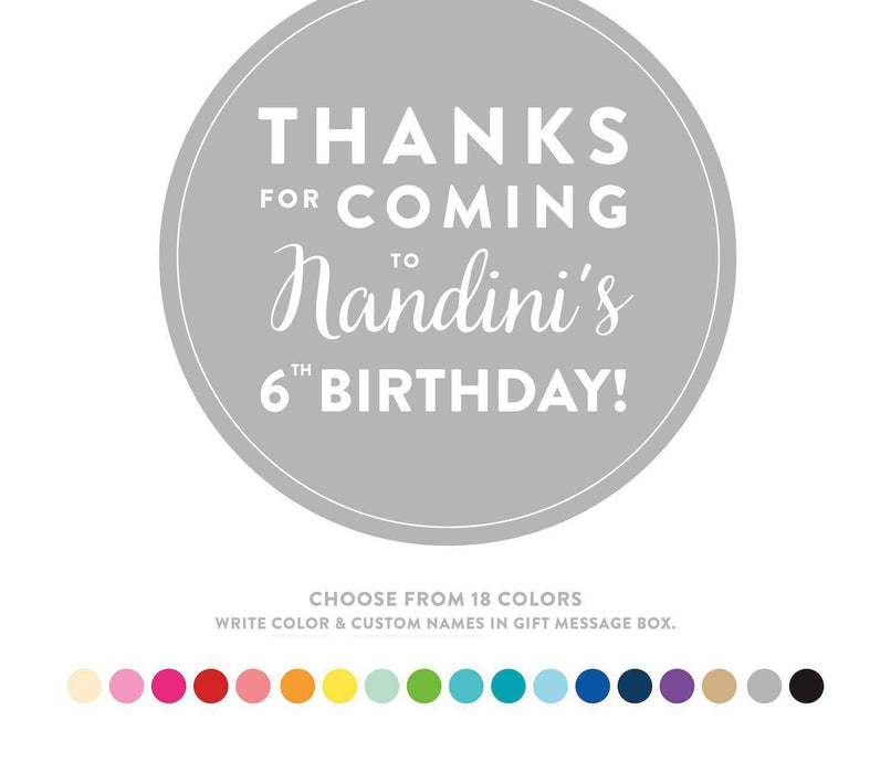 Personalized Birthday Thanks for Coming Round Circle Label Stickers-Set of 40-Andaz Press-