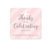 Personalized Blush Pink and Gray Baby Girl Baptism Square Label Stickers, Thank You for Celebrating with US-set of 40-Andaz Press-