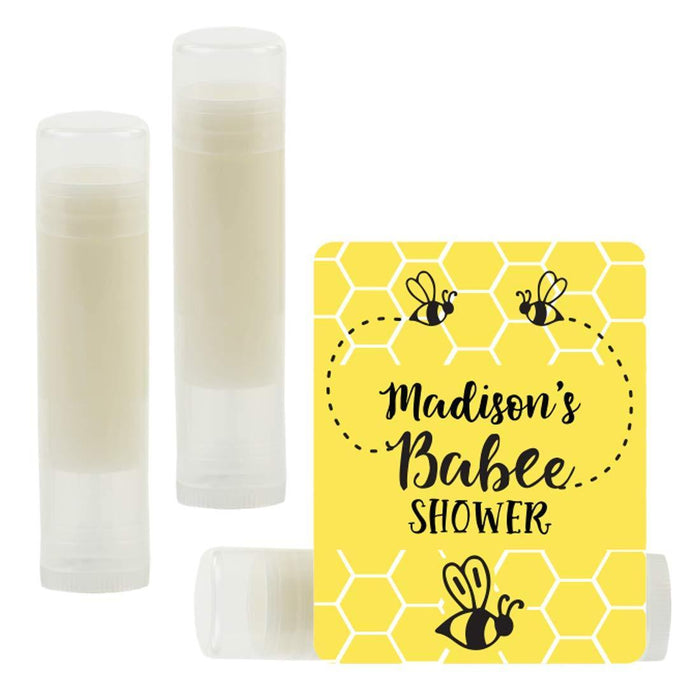 Personalized Busy Little Bee Baby Shower Party Lip Balm Favors, Custom Name-Set of 12-Andaz Press-