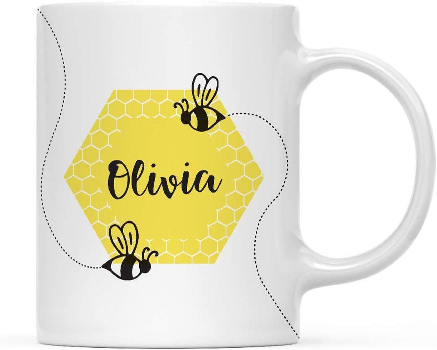 Personalized Busy Little Bee Black and Yellow Baby Shower Birthday Party Collection Coffee Mug-Set of 1-Andaz Press-