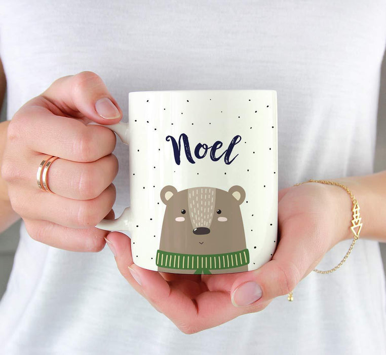 Personalized Christmas Hot Chocolate Coffee Mug Gift Brown Bear-Set of 1-Andaz Press-