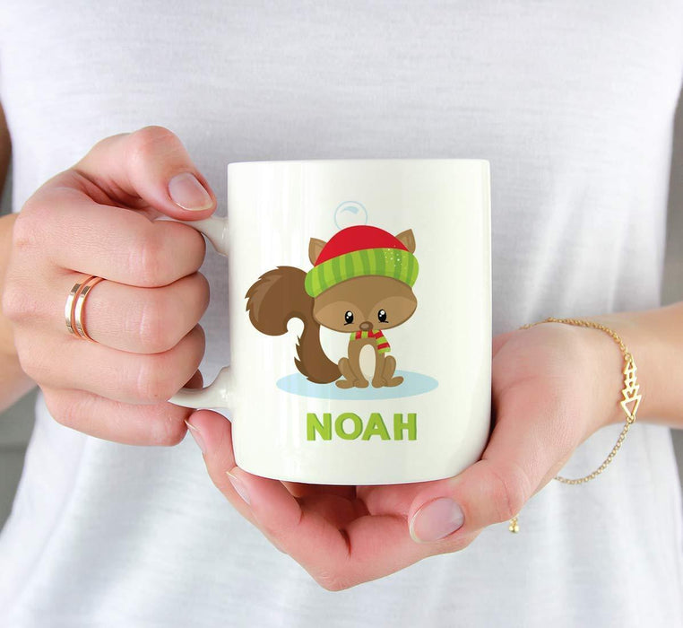 Personalized Christmas Hot Chocolate Coffee Mug Gift Woodland Animal Squirrel-Set of 1-Andaz Press-