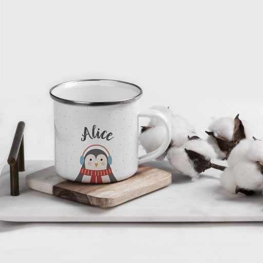 Personalized Christmas Hot Chocolate Stainless Steel Campfire Coffee Mug Gift Penguin-Set of 1-Andaz Press-