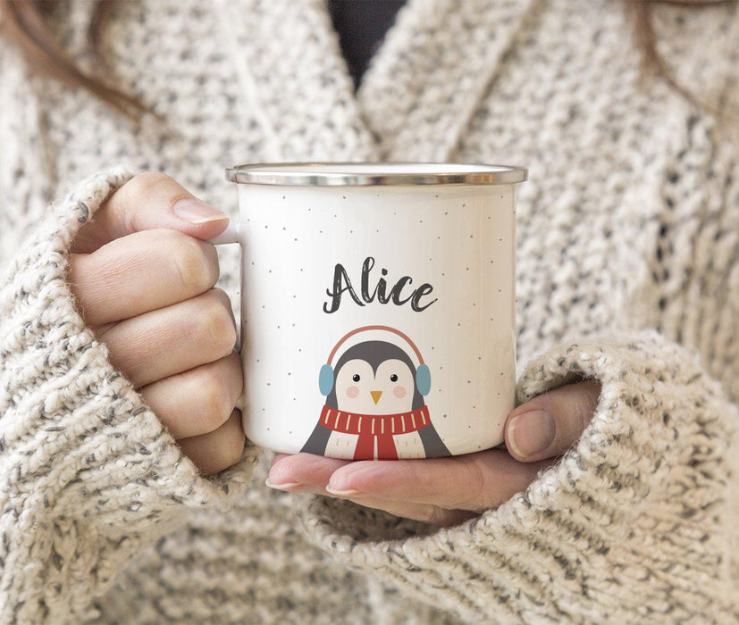 Personalized Christmas Hot Chocolate Stainless Steel Campfire Coffee Mug Gift Penguin-Set of 1-Andaz Press-