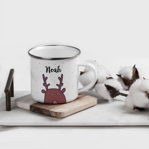 Personalized Christmas Hot Chocolate Stainless Steel Campfire Coffee Mug Gift Reindeer-Set of 1-Andaz Press-