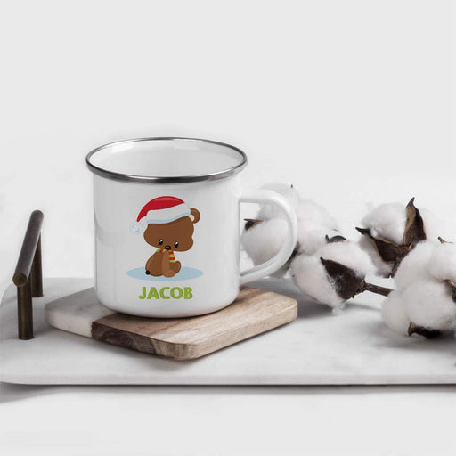 Personalized Christmas Hot Chocolate Stainless Steel Coffee Campfire Mug Gift Woodland Animal Bear-Set of 1-Andaz Press-