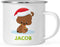 Personalized Christmas Hot Chocolate Stainless Steel Coffee Campfire Mug Gift Woodland Animal Bear-Set of 1-Andaz Press-