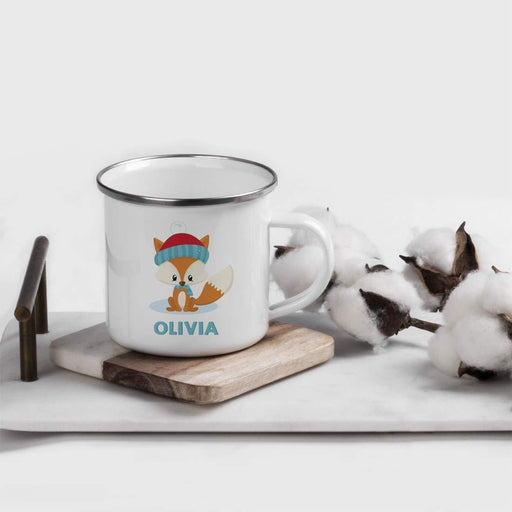 Personalized Christmas Hot Chocolate Stainless Steel Coffee Campfire Mug Gift Woodland Animal Fox-Set of 1-Andaz Press-