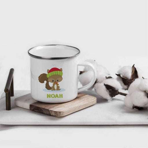 Personalized Christmas Hot Chocolate Stainless Steel Coffee Campfire Mug Gift Woodland Animal Squirrel-Set of 1-Andaz Press-