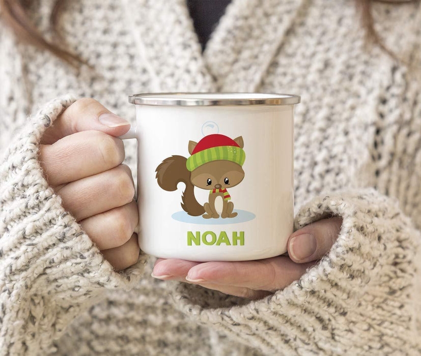 Personalized Christmas Hot Chocolate Stainless Steel Coffee Campfire Mug Gift Woodland Animal Squirrel-Set of 1-Andaz Press-