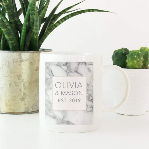 Personalized Coffee Mug Gift Modern Gray Marble Box Heart Olivia & Mason Est.-Set of 1-Andaz Press-