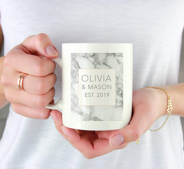Personalized Coffee Mug Gift Modern Gray Marble Box Heart Olivia & Mason Est.-Set of 1-Andaz Press-