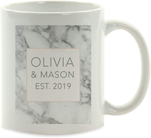 Personalized Coffee Mug Gift Modern Gray Marble Box Heart Olivia & Mason Est.-Set of 1-Andaz Press-