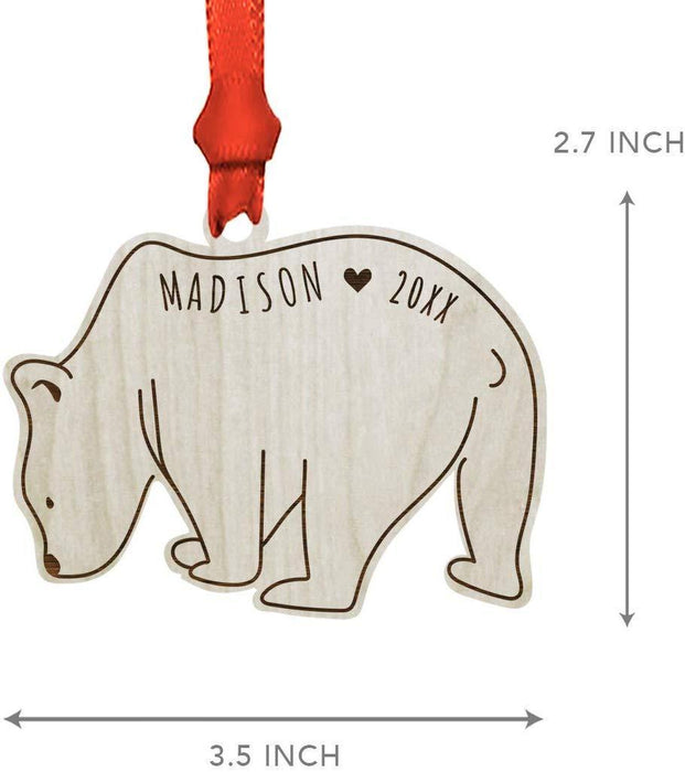 Personalized Engraved Real Wood Christmas Ornament, Polar Bear-Set of 1-Andaz Press-