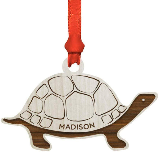 Personalized Engraved Real Wood Christmas Ornament, Turtle Tortoise-Set of 1-Andaz Press-