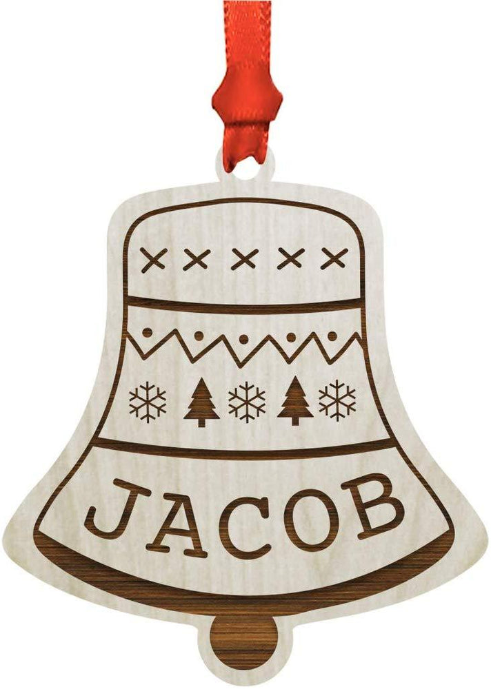 Personalized Engraved Real Wood Christmas Ornament, Winter Bell-Set of 1-Andaz Press-
