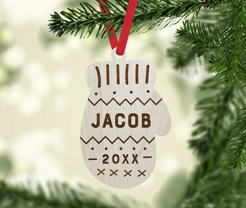 Personalized Engraved Real Wood Christmas Ornament, Winter Mitten-Set of 1-Andaz Press-