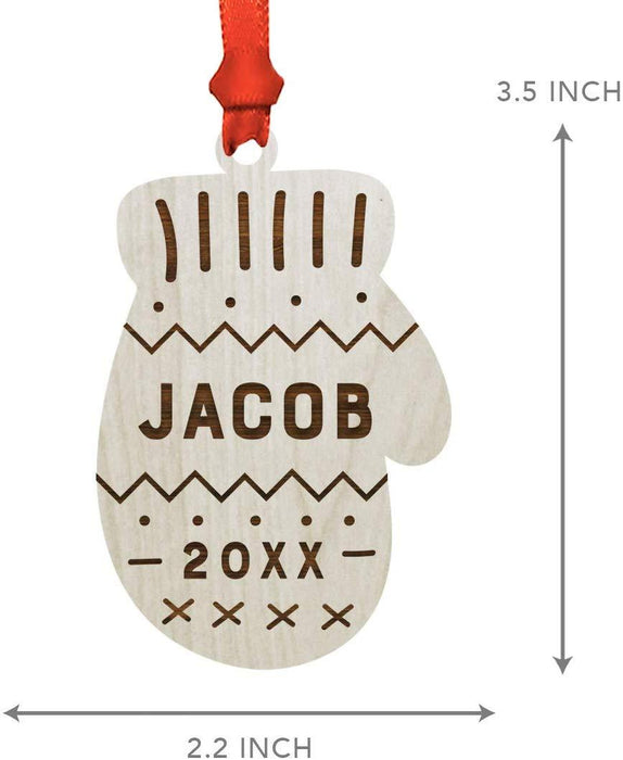 Personalized Engraved Real Wood Christmas Ornament, Winter Mitten-Set of 1-Andaz Press-