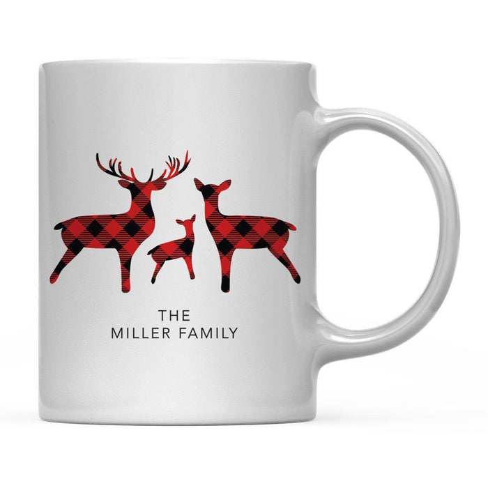 Personalized Family Name Red Plaid Deer Family Ceramic Coffee Mug-Set of 1-Andaz Press-