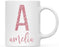 Personalized Faux Pink Glitter Coffee Mug Gift Monogram Initial Letter with Name-Set of 1-Andaz Press-