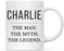 Personalized Funny Father's Day Grandpa Coffee Mug Gag Gift Charlie The Man The Myth The Legend-Set of 1-Andaz Press-