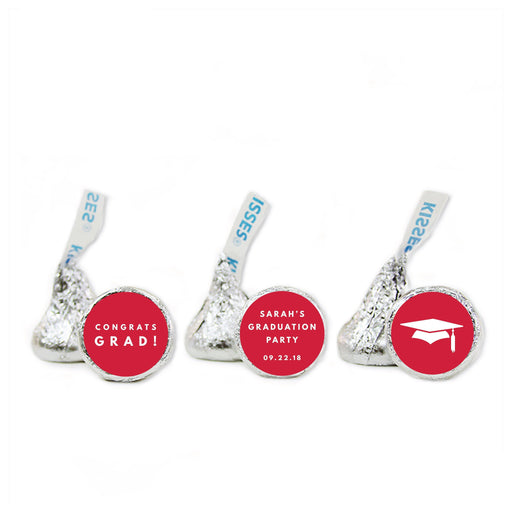 Personalized Graduation Chocolate Drop Labels Trio Any Color, Fits Hershey's Kisses Party Favors-Set of 216-Andaz Press-