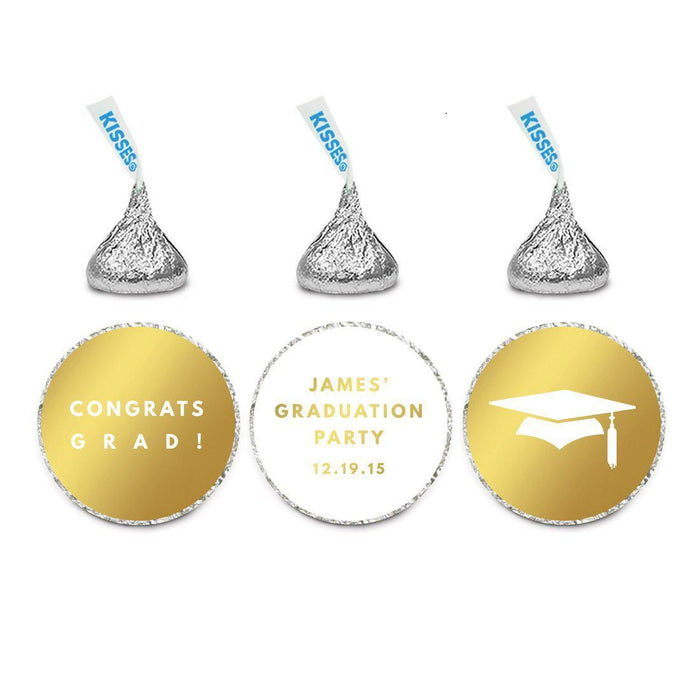 Personalized Graduation Chocolate Drop Labels Trio Any Name & Date, Fits Hershey's Kisses Party Favors-Set of 216-Andaz Press-