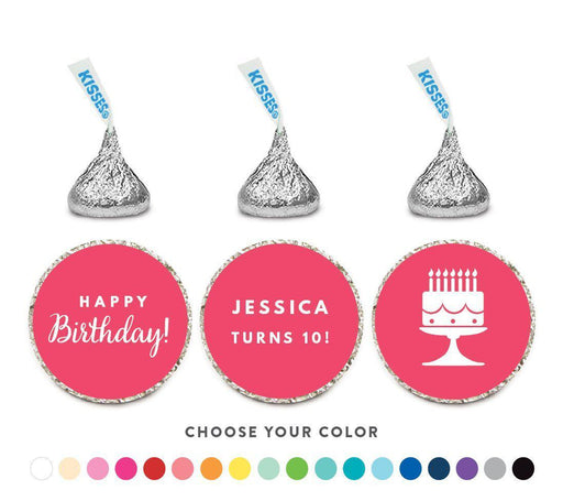 Personalized Happy Birthday Chocolate Drop Labels Trio Any Name & Age, Fits Hershey's Kisses Party Favors-Set of 216-Andaz Press-