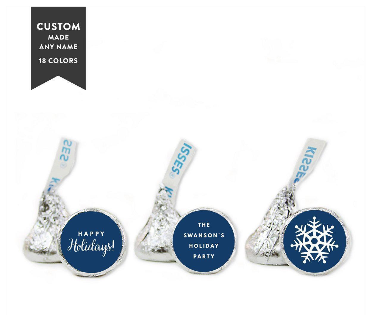Personalized Happy Holidays Chocolate Drop Labels Trio Stickers-Set of 216-Andaz Press-