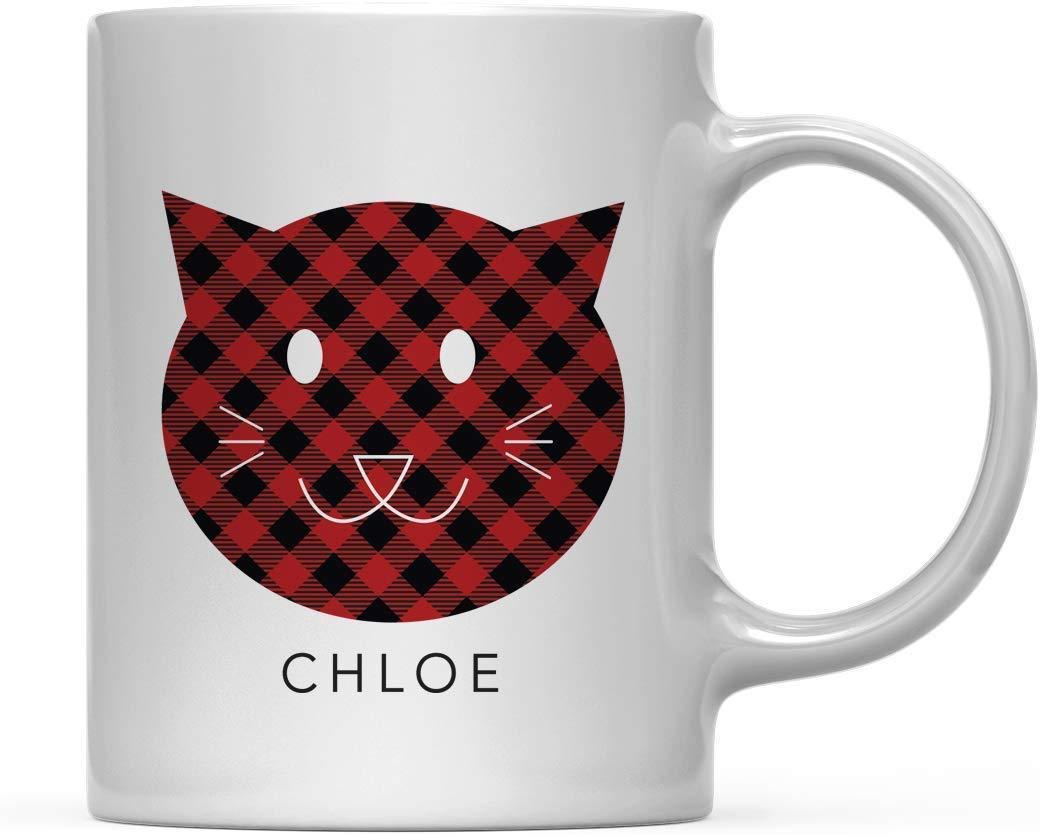 Personalized Hot Chocolate Coffee Mug Gift Buffalo Lumberjack Red Plaid Cat-Set of 1-Andaz Press-